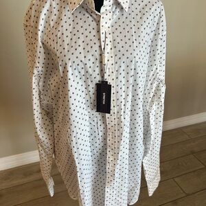 Michael Kors White and Red Casual Button Down Shirt